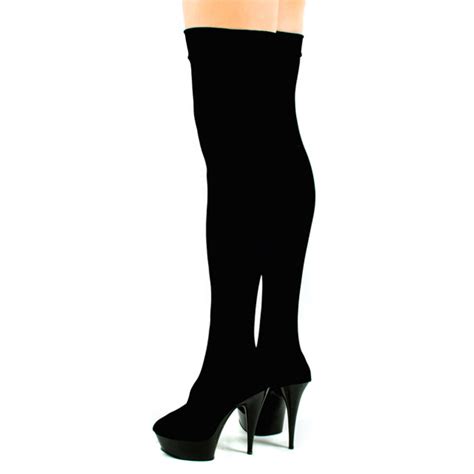 Nero Velluto 15 Cm Pleaser Delight 3002 Plateau Stivali Alti