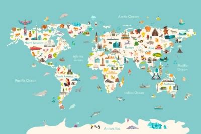 Cortina de ducha Mapa del mundo ilustración vectorial puntos de