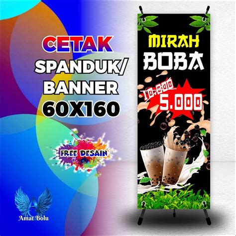 Jual Cetak Banner Cetak Spanduk Boba Penyejuk Hati Ukuran 60X160 CM