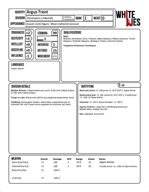 White Lies Epsionage Rpg 2nd Edition Review And Character Sheets