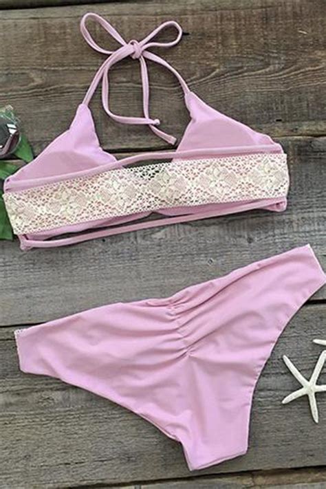 Have Your Cake Lace Halter Bikini Set