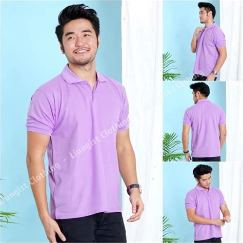 Jual Kaos Polo Unisex Ungu Muda Kaos Kerah Poloshirt Ungu Muda S