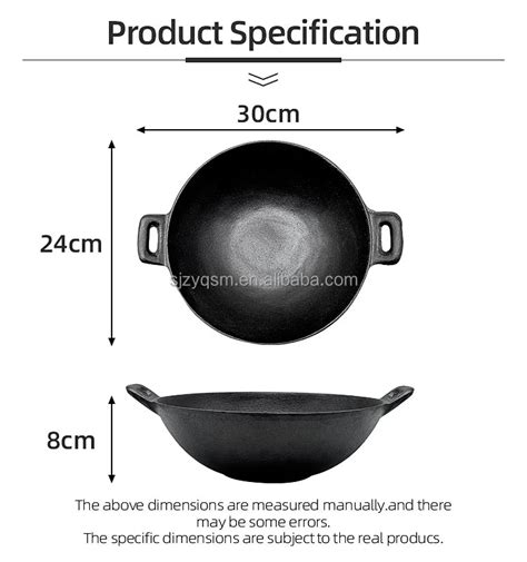 Wholesale Cast Iron Chinese Wok Cast Iron Nonstick Double Handles