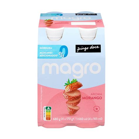 Mercadão Pingo Doce Iogurte Líquido Magro de Morango Pingo Doce Pack 4