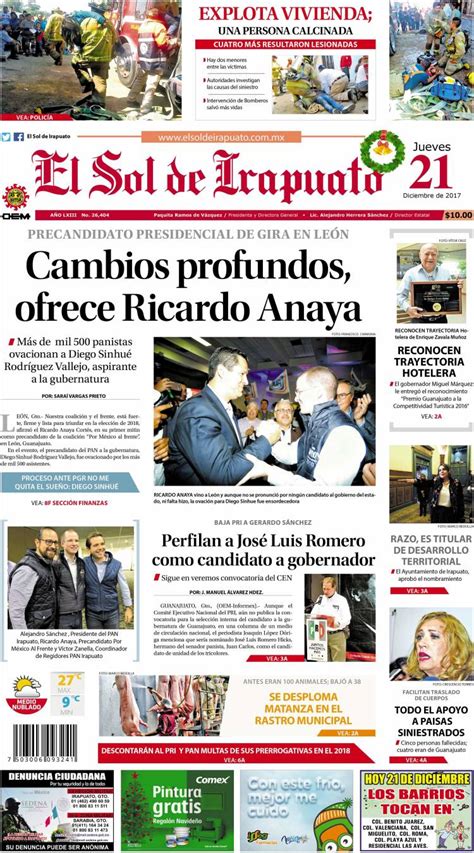 Periódico El Sol de Irapuato México Periódicos de México Edición de