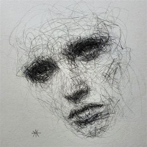 Ink And Charcoal Scribble Portraits Portrait Art Scribble Art Dark