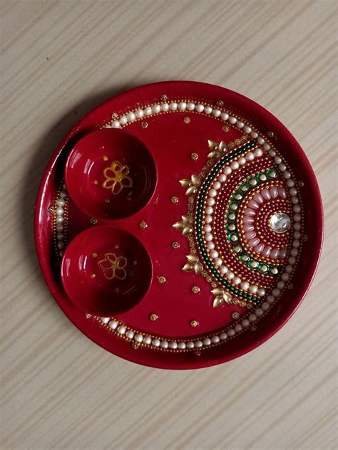 Other Stainless Steel Handcrafted Decorated Pooja Thali Freeup