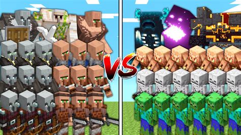 VILLAGER And PILLAGER ALLIANCE Vs MINECRAFT In Mob Battle YouTube