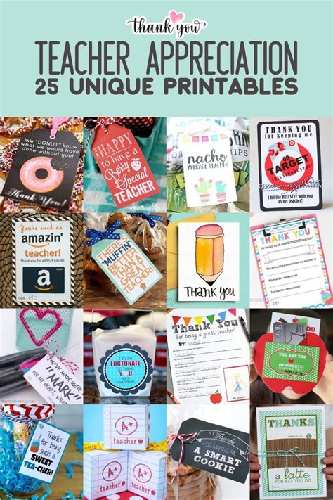 Teacher Appreciation Printables With The Words Thank You On Them And