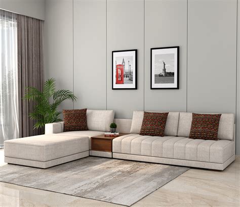 Buy Oasis L-Shape Left Aligned Sectional Sofa (Cotton, Jade Ivory) at ...