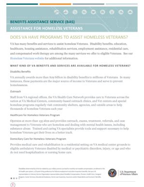 Fillable Online Benefits Va Assitance For Homeless Veterans Benefits