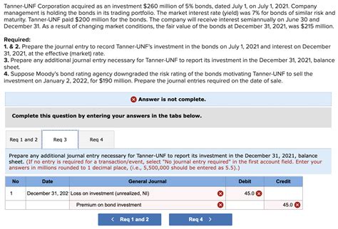 Solved Tanner UNF Corporation Acquired As An Investment