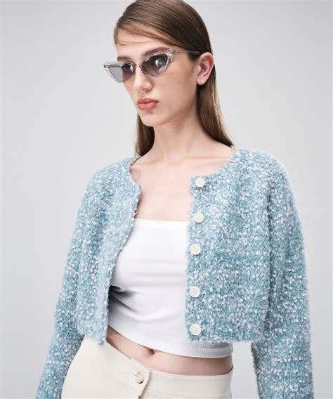 MUSINSA ETMON Snow Crop Knit Cardigan Blue Green