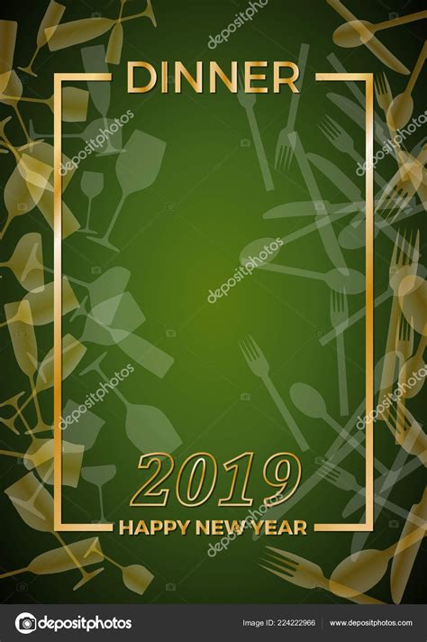 New Year Eve Dinner Template Poster Cover Menu Vector Stock With New