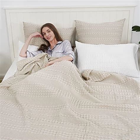 Phf 100 Cotton Waffle Weave Blanket King Size Washed Soft Breathable