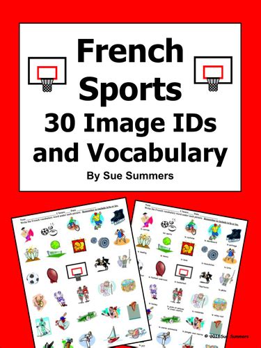 French Sports 30 Vocabulary Image Ids Worksheet Teaching Resources