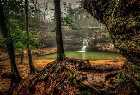 4K 5K 6K 7K Hocking Hills State Park Waterfalls USA Crag HD