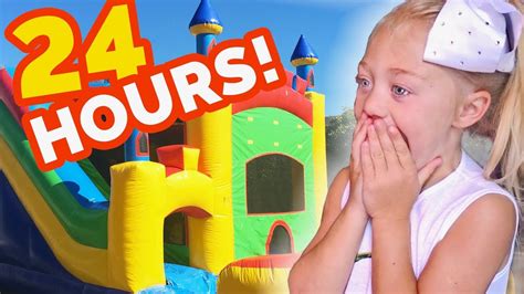 24 Hours Inside A Giant Bounce House In Our Backyard Surprising Everleigh Youtube