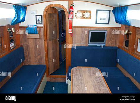 The interior of a small sailing yacht Stock Photo - Alamy