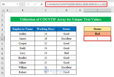 How To Use The Countif Function With An Array Criteria In Excel