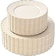 Amazon By Madee Heavyweight Ivory Scalloped Plastic Plates