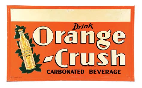 Lot Detail Self Framed Embossed Tin Orange Crush Carbonated Beverages Panel Sign