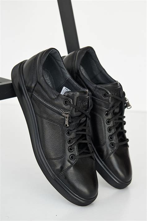 Весенние мужские кеды из натуральной кожи черного цвета 8019440 купить ...