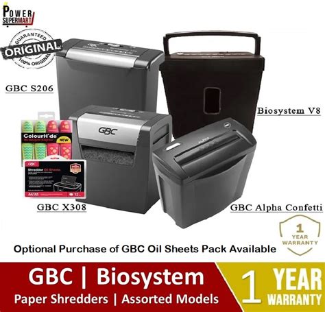 GBC X308 Paper Shredder GBC S206 Paper Shredder GBC Alpha Confetti