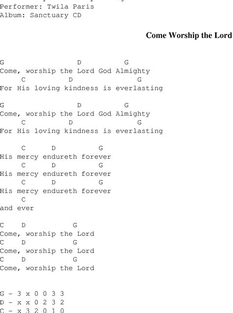 Come Worship The Lord Christian Gospel Song Lyrics And Chords