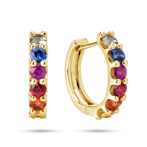 Dilamani Jewelry Rainbow Sapphire Huggie Earring