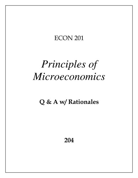 Solution Econ 201 Principles Of Microeconomics Exam Q A With