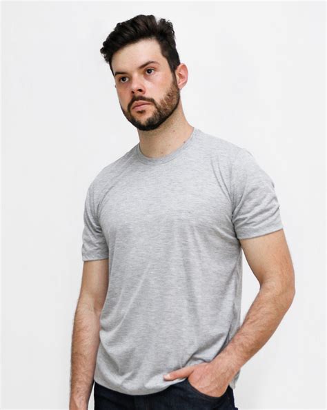 Camiseta Mescla Cinza Masculina PV Lasfer Store Moda Básica e