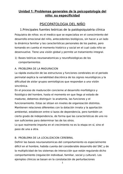 Resumen Completo Psicopato II Unidad 1 Problemas Generales De La