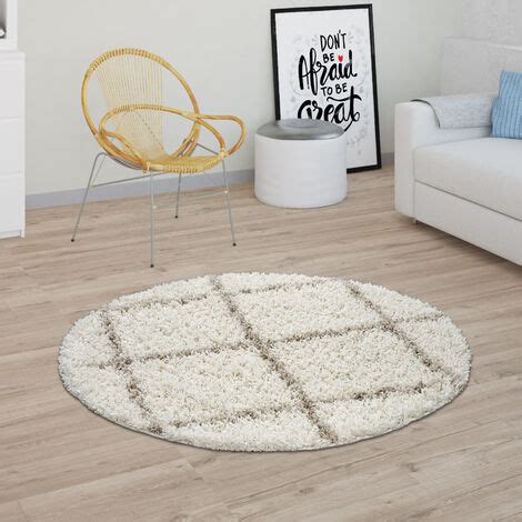 Paco Home Tapis Salon Poils Longs Shaggy Design Scandinave Avec Motif