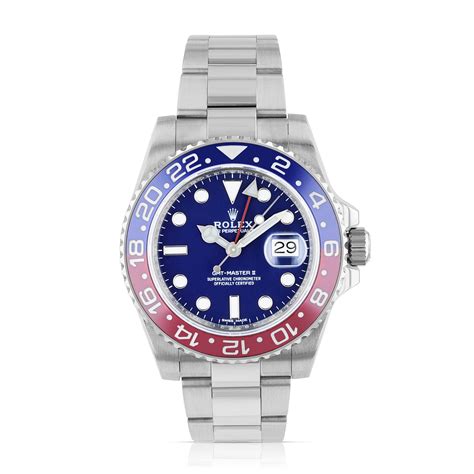 Rolex Gmt Master Ii Mm Pepsi Blue Dial White Gold Blro