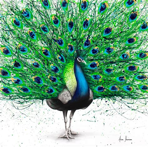 A peacock bird drawing painting. Created with charcoal and acrylics on ...