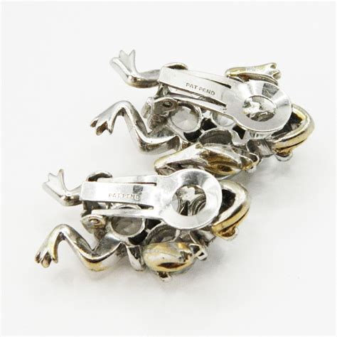 S Reja Rhinestone Frog Brooch And Earring Set