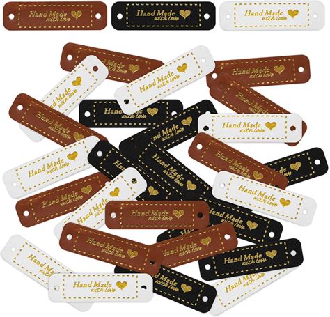 Amazon de 30 Stück Handmade Label zum Annähen Gehäkelte PU Leder Tags