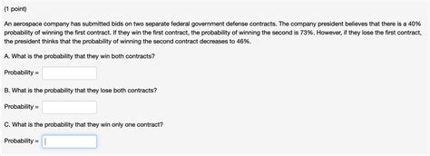 Solved Point An Aerospace Company Has Submitted Bids On Chegg