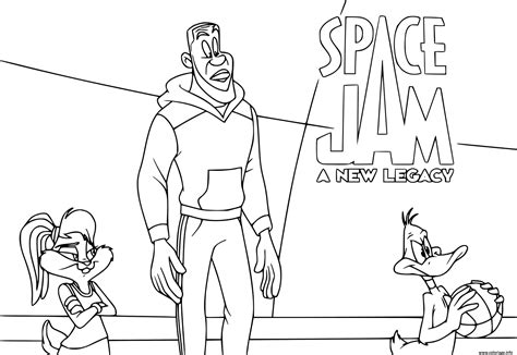 Coloriage Space Jan 2 Daffy Duck Et Lola Bunny Basketball Dessin Space Jam à Imprimer