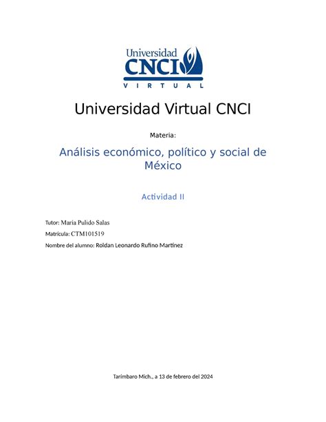 Actividad Ii Universidad Virtual Cnci Materia An Lisis Econ Mico