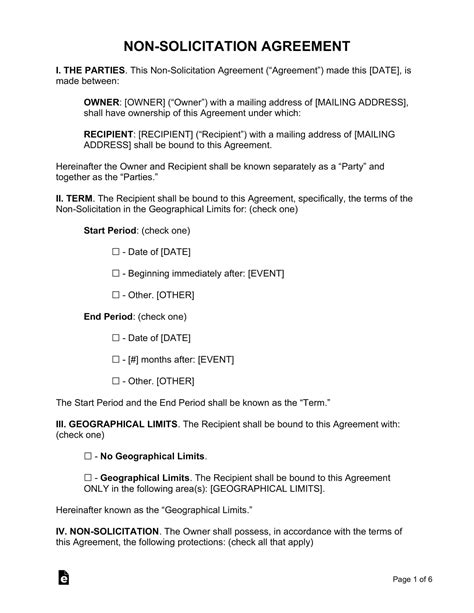 Free Printable Non Solicitation Agreement Templates Word Pdf