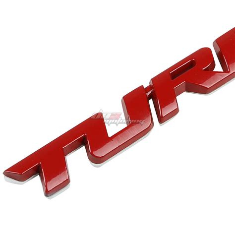 Aluminum Stick On D Polished Red Lettering Turbo Decal Emblem Trim