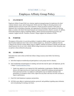 Fillable Online Employee Affinity Group PolicyGoucher College Fax Email