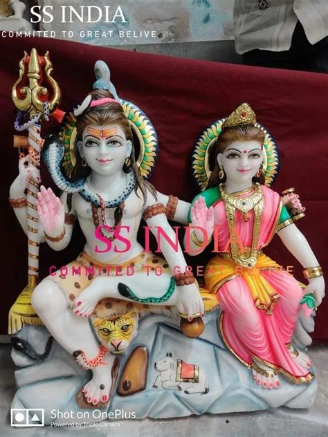 Painted Hindu Marble Lord Shiva Statue For Temple Size 3 Feet At Rs