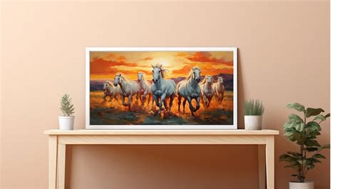 Seven Horses Painting, 7 White Running Horses, Digital Print, Horse ...