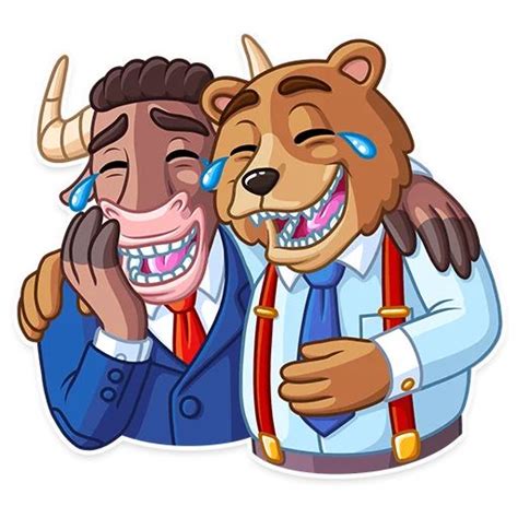 Набор стикеров для Telegram «Бык и медведь»