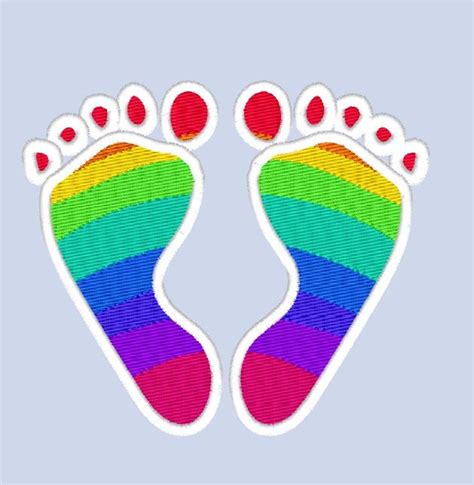 Embroidery Rainbow Baby Feet 4in Hoop Etsy