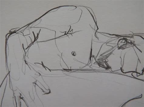 Original Expressive Pencil Drawing Of A Male Nude In A Curled Sleeping