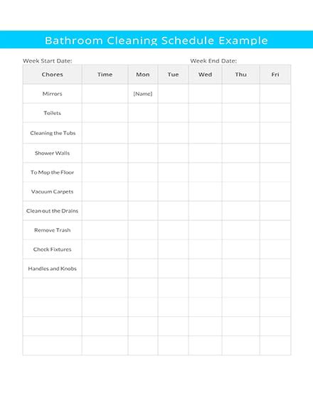 Hourly Bathroom Cleaning Schedule Template: Download 128+ Schedules in Word, PDF, Pages ...